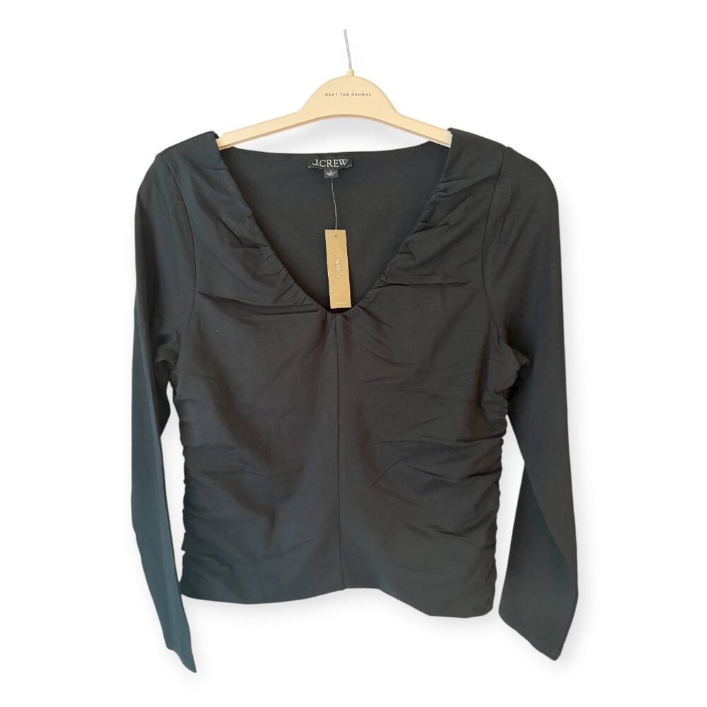 J.Crew Black Stretch Long Sleeve Top – Size L, NWT